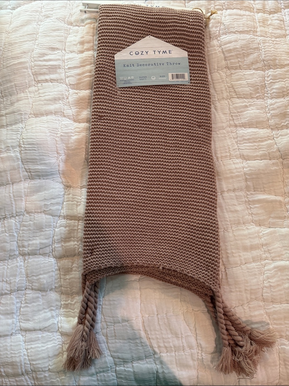 Knit Decorative Throw - Dusty Rose